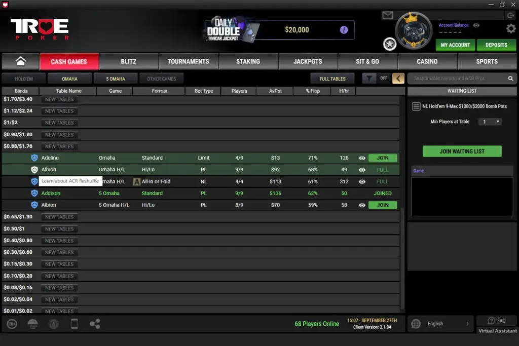 Reshuffle True Poker
